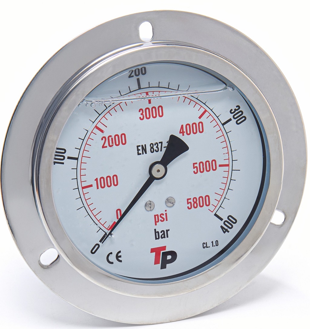 Манометр осевой с фланцем 100 мм 0-B400 bar 1/4BSP TP