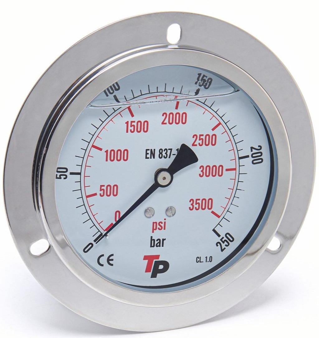 Манометр осевой с фланцем 100 мм 0-B250 bar 1/2BSP TP